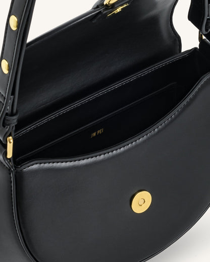 Diana Ring Flap Saddle Bag - Black | JW PEI