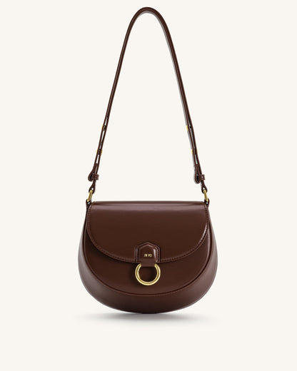 Diana Ring Flap Saddle Bag - Brown | JW PEI