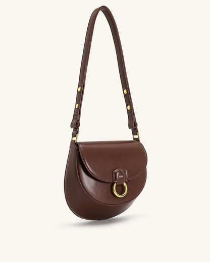 Diana Ring Flap Saddle Bag - Brown | JW PEI