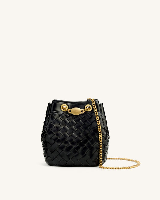 Yara Hand-Woven Bucket Bag - Black | JW PEI