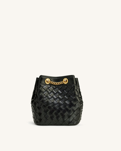 Yara Hand-Woven Bucket Bag - Black | JW PEI