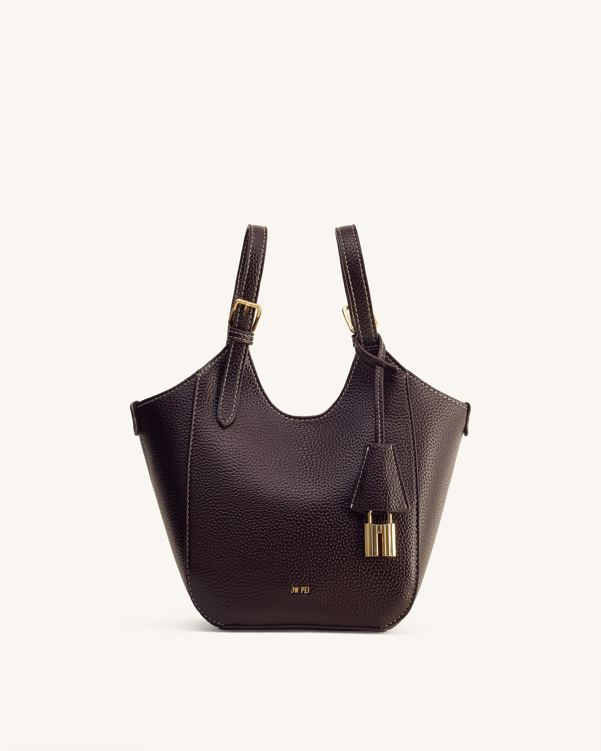 Ines Padlock Tote Bag - Dark Brown | JW PEI