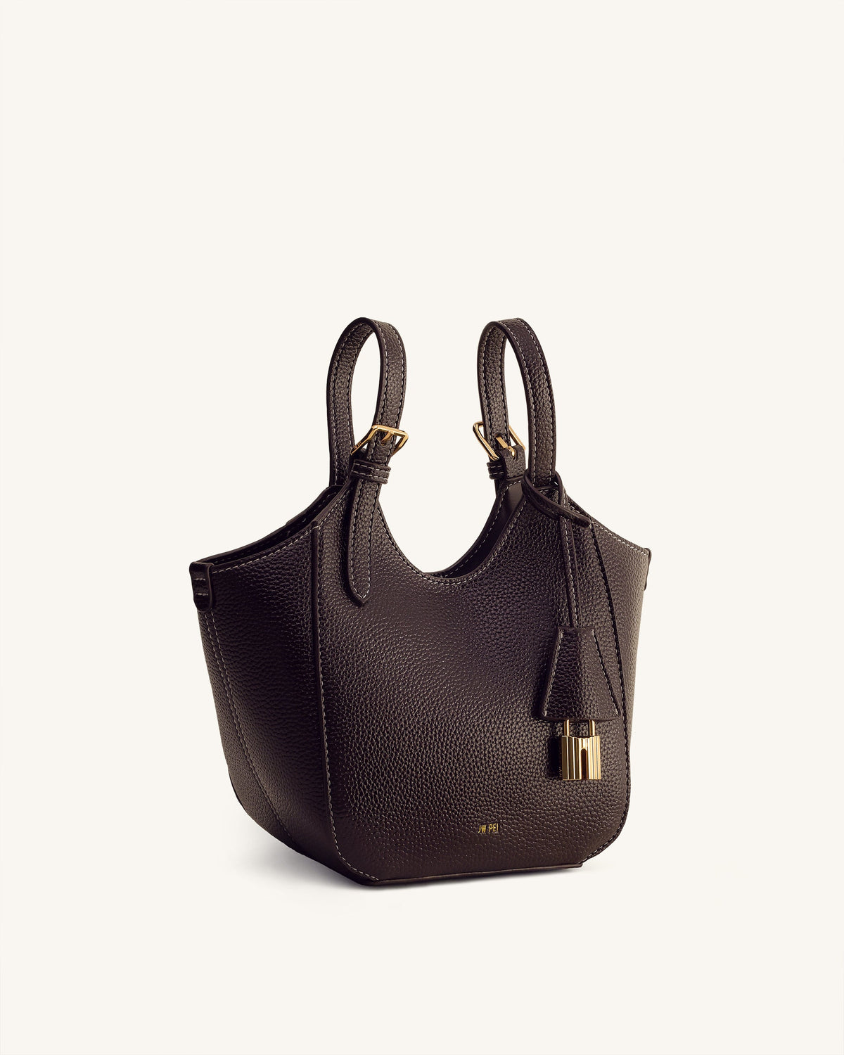 Ines Padlock Tote Bag - Dark Brown | JW PEI