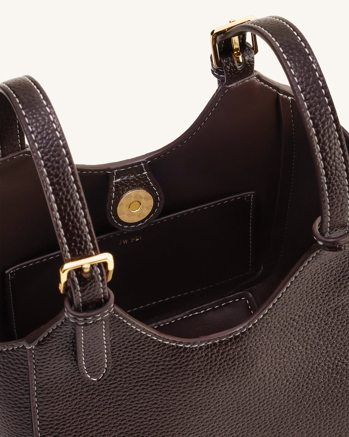 Ines Padlock Tote Bag - Dark Brown | JW PEI