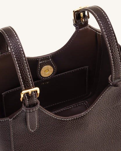 Ines Padlock Tote Bag - Dark Brown | JW PEI