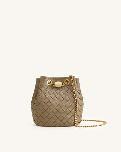 Yara Hand-Woven Bucket Bag - Taupe | JW PEI