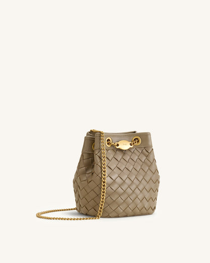 Yara Hand-Woven Bucket Bag - Taupe | JW PEI