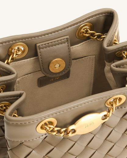 Yara Hand-Woven Bucket Bag - Taupe | JW PEI