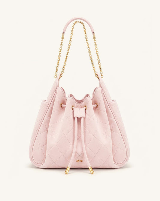 Rowan Faux Suede Quilted Chain Bucket Bag - Pink | JW PEI