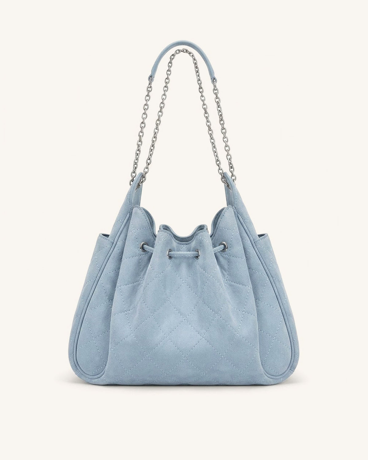 Rowan Faux Suede Quilted Chain Bucket Bag - Blue | JW PEI