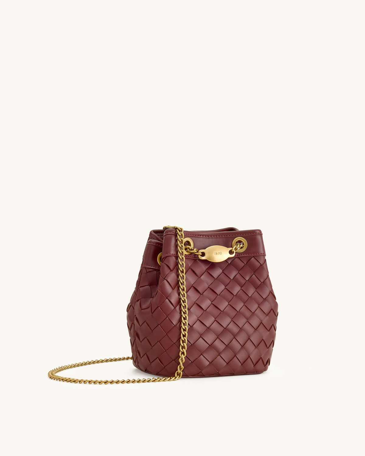 Yara Hand-Woven Bucket Bag - Burgundy | JW PEI