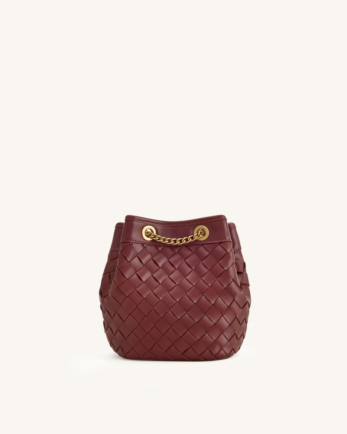 Yara Hand-Woven Bucket Bag - Burgundy | JW PEI