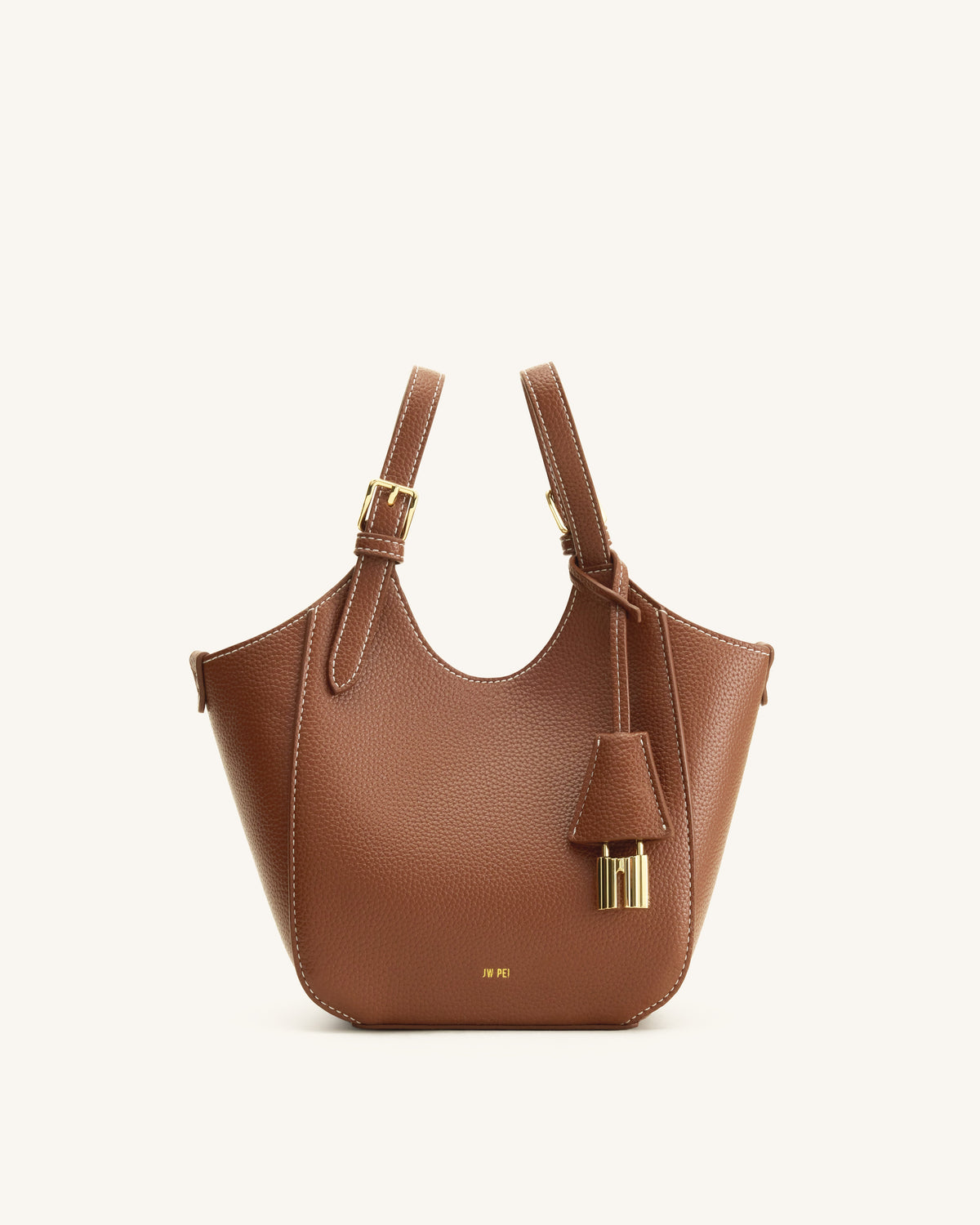 Ines Padlock Tote Bag - Chocolate Brown | JW PEI