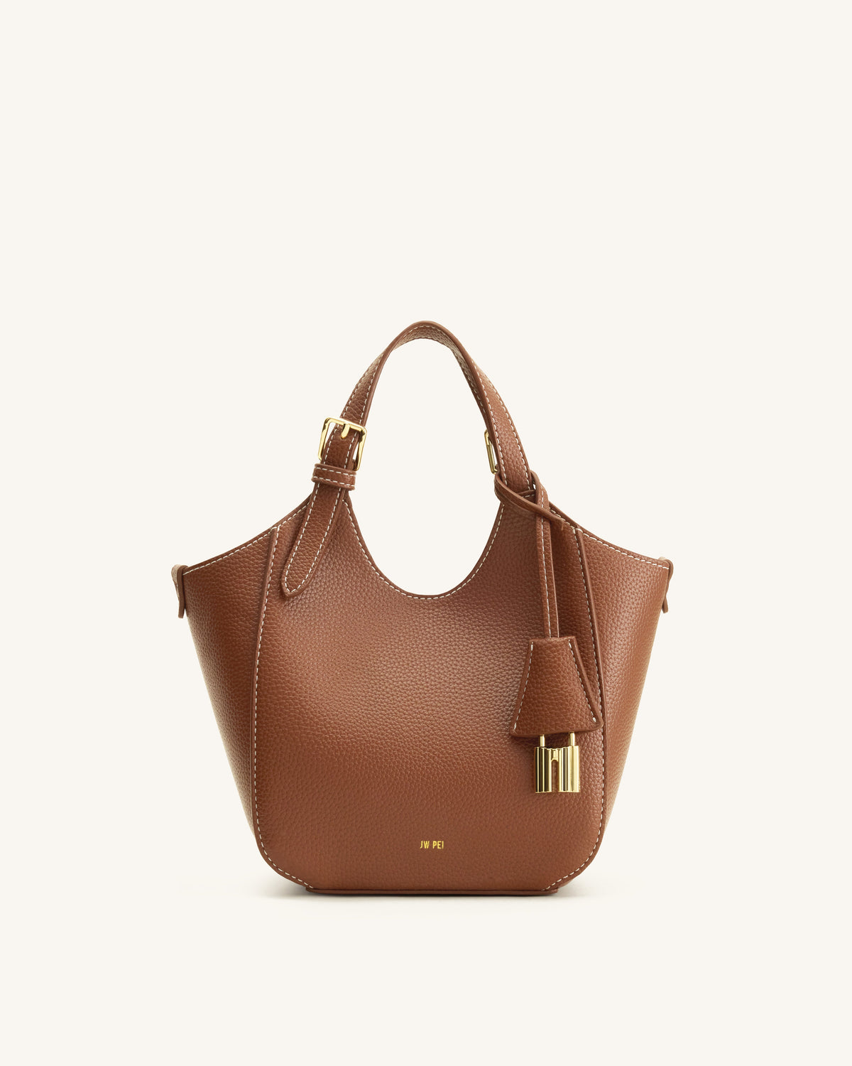Ines Padlock Tote Bag - Chocolate Brown | JW PEI