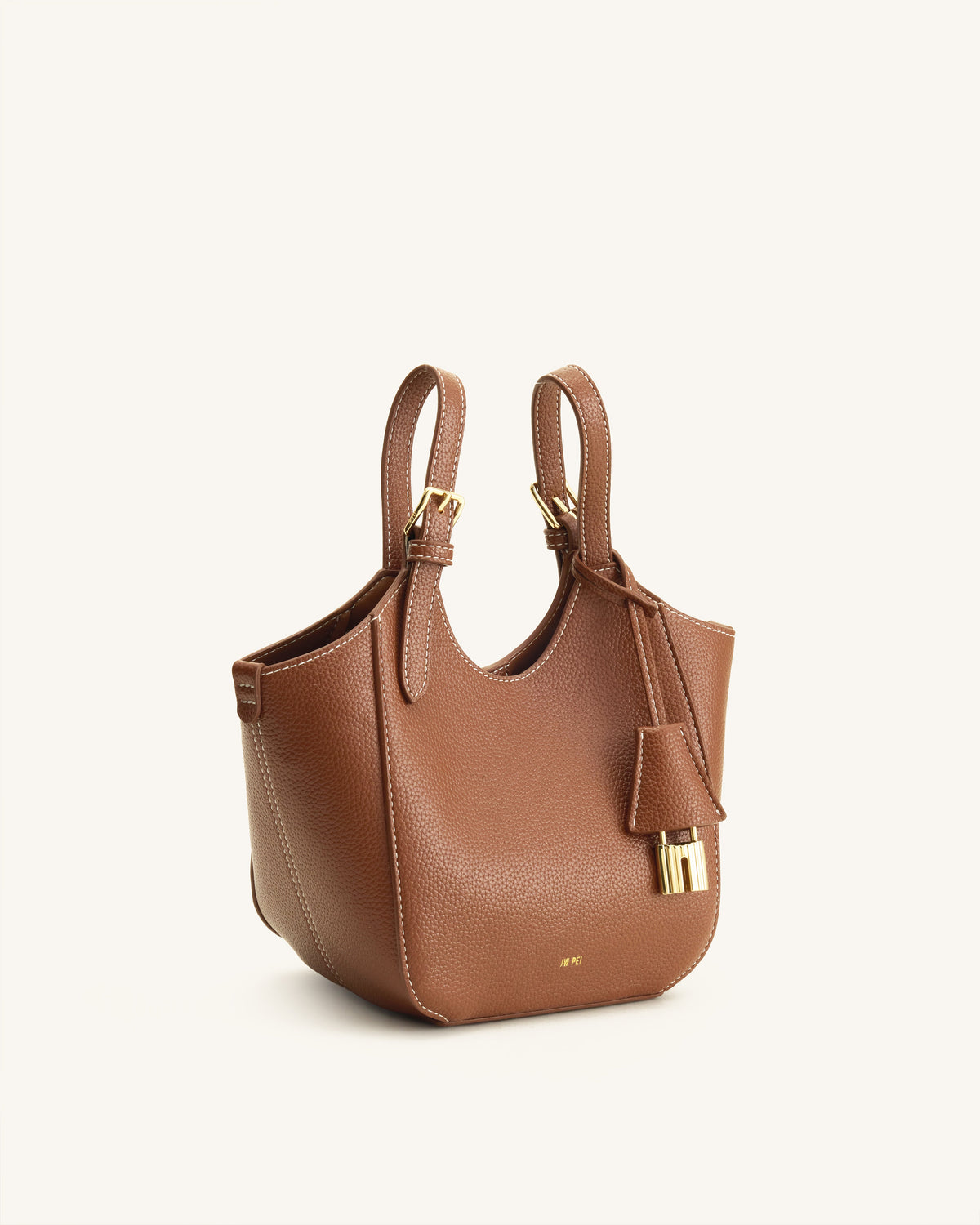 Ines Padlock Tote Bag - Chocolate Brown | JW PEI