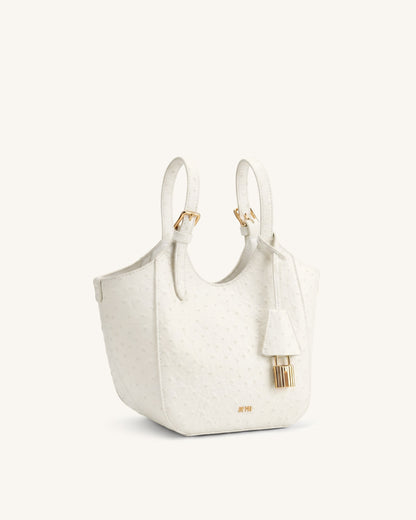 Ines Faux Ostrich Padlock Tote Bag - White | JW PEI