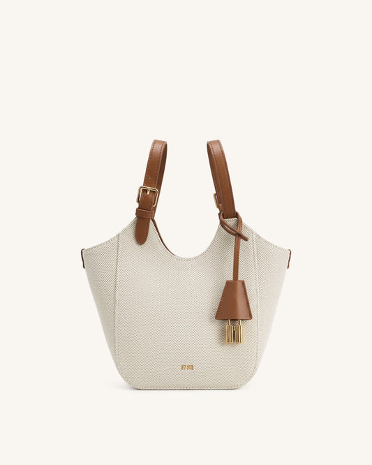 Ines Padlock Tote Bag - Brown Canvas | JW PEI