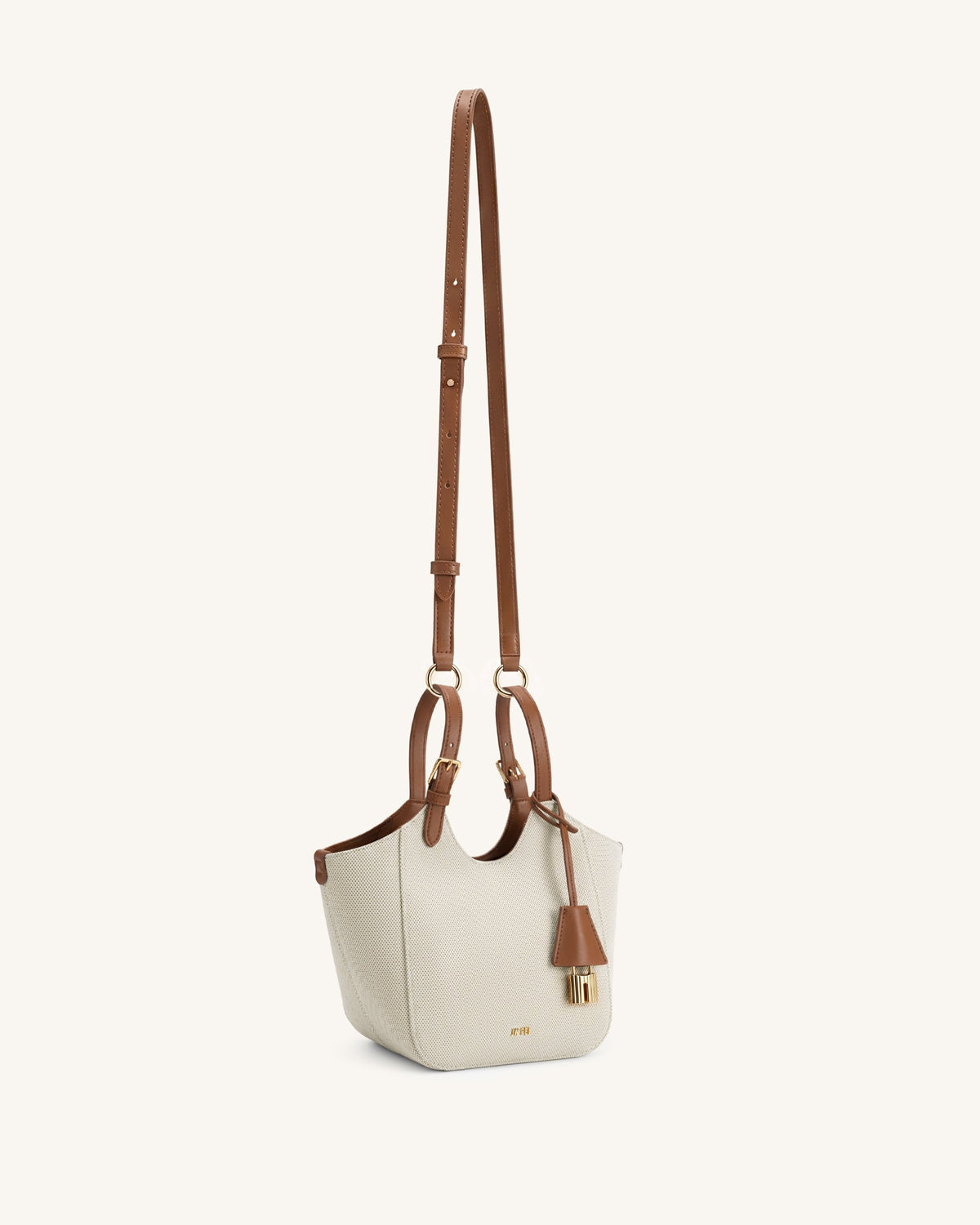 Ines Padlock Tote Bag - Brown Canvas | JW PEI