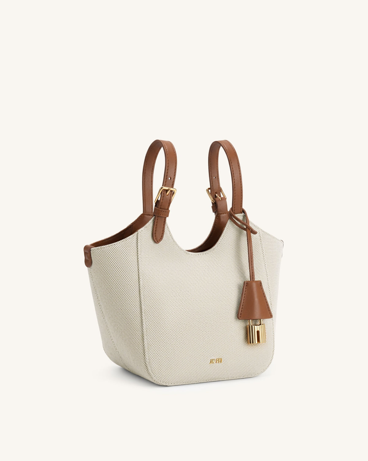 Ines Padlock Tote Bag - Brown Canvas | JW PEI