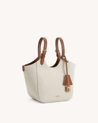 Ines Padlock Tote Bag - Brown Canvas | JW PEI