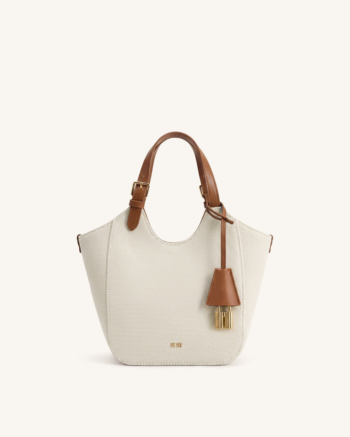 Ines Padlock Tote Bag - Brown Canvas | JW PEI