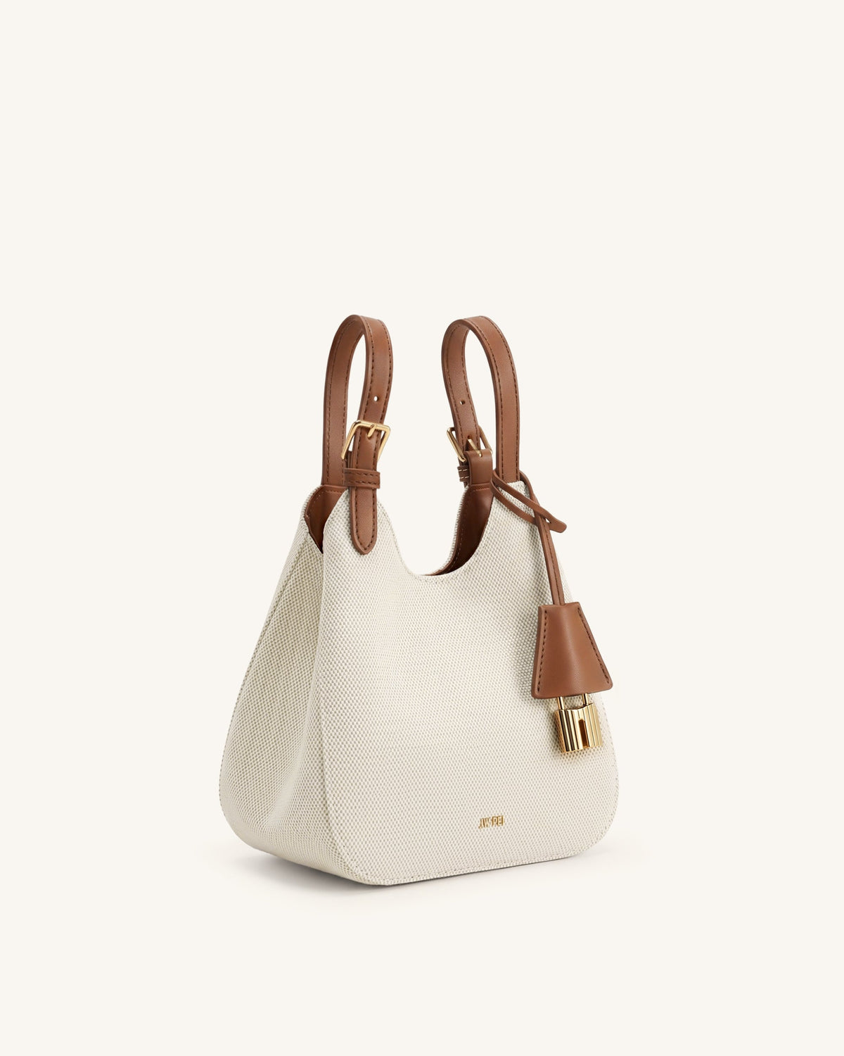 Ines Padlock Tote Bag - Brown Canvas | JW PEI