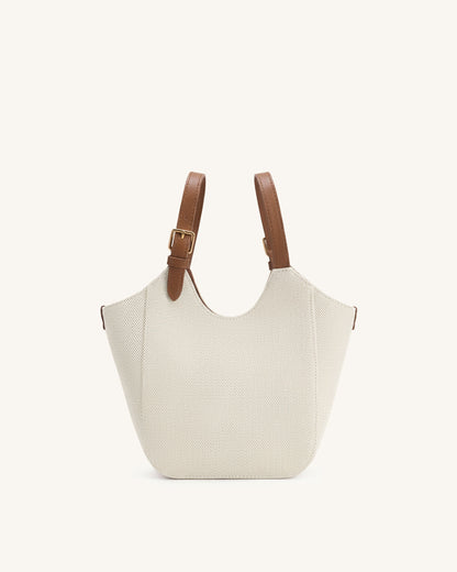 Ines Padlock Tote Bag - Brown Canvas | JW PEI