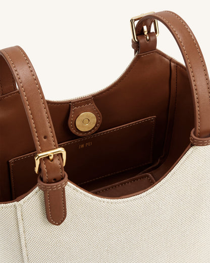 Ines Padlock Tote Bag - Brown Canvas | JW PEI