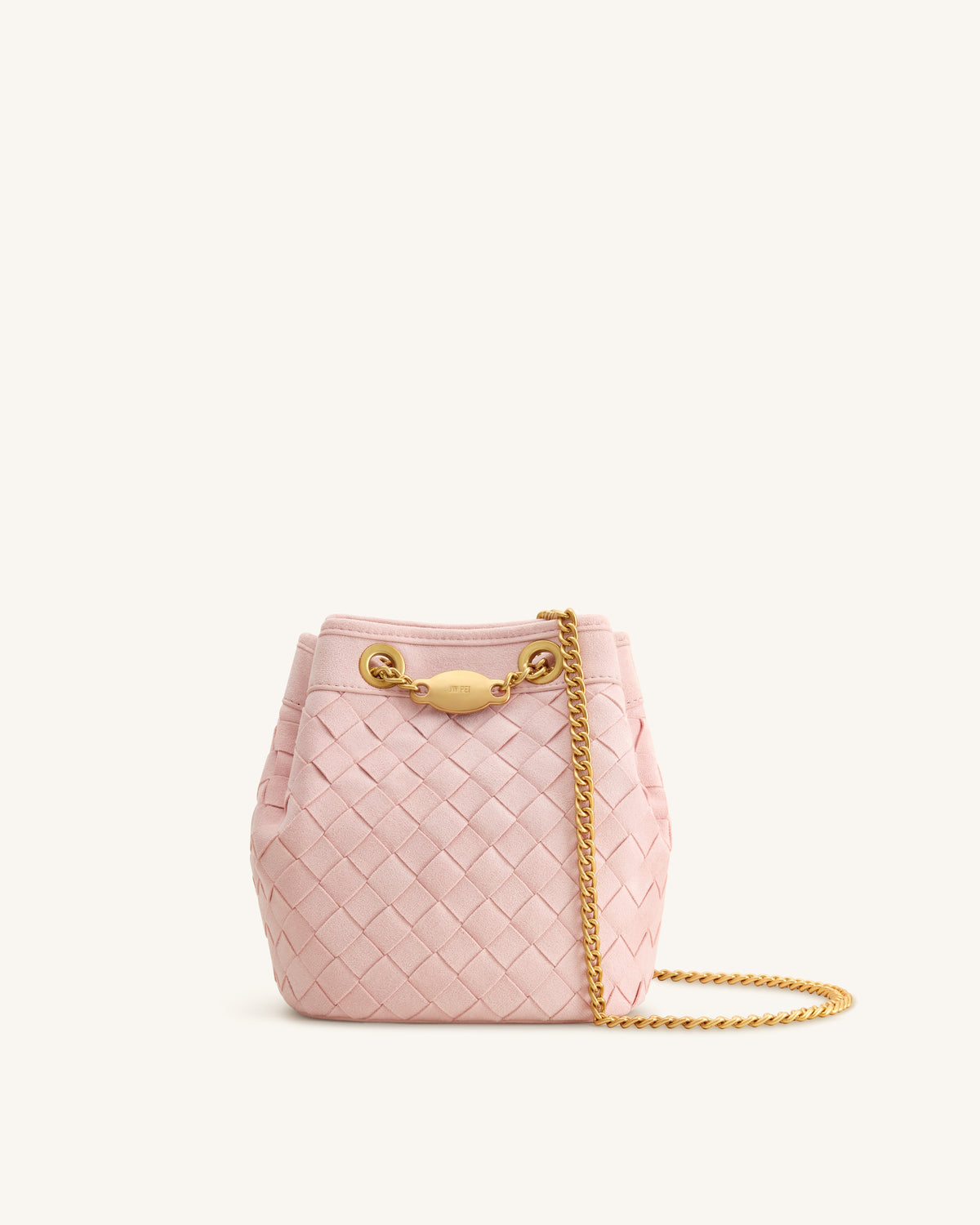 Yara Faux Suede Hand-Woven Bucket Bag - Pink | JW PEI