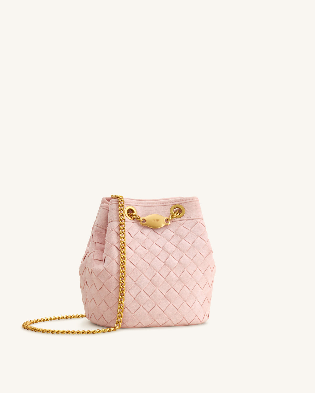 Yara Faux Suede Hand-Woven Bucket Bag - Pink | JW PEI
