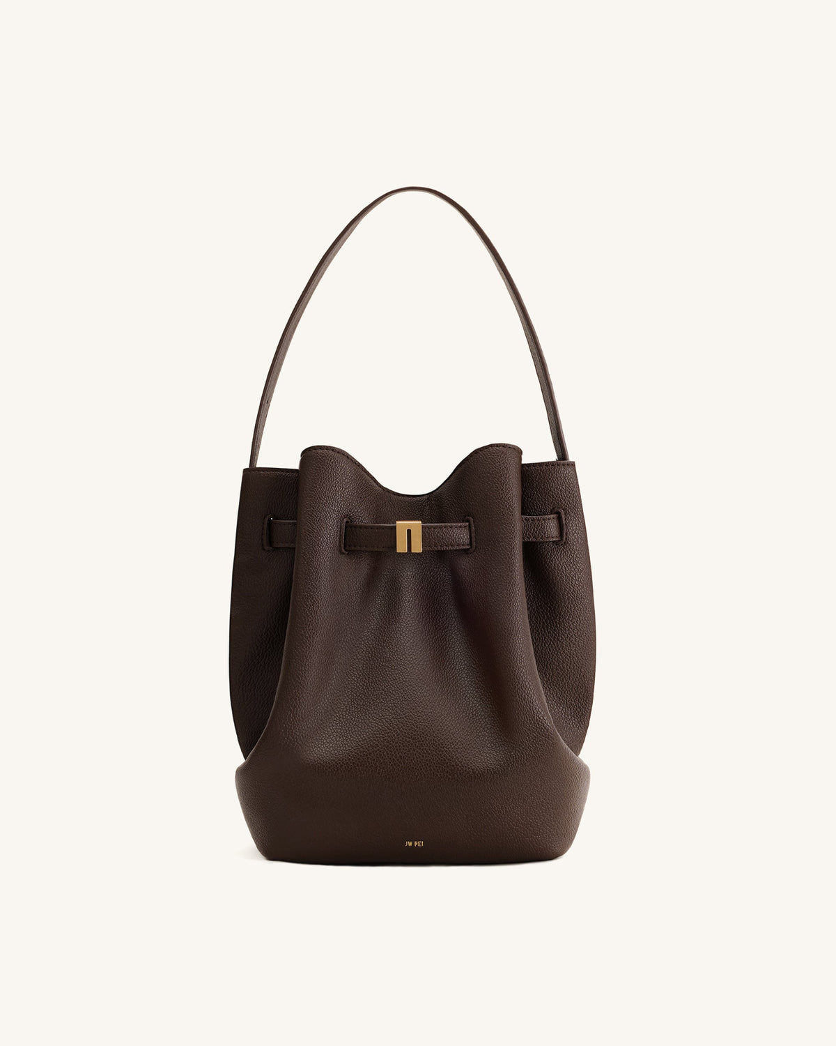 Clara Lock Accent Bucket Shoulder Bag - Mocha Brown | JW PEI