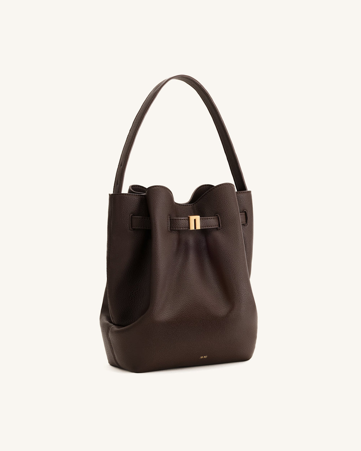 Clara Lock Accent Bucket Shoulder Bag - Mocha Brown | JW PEI