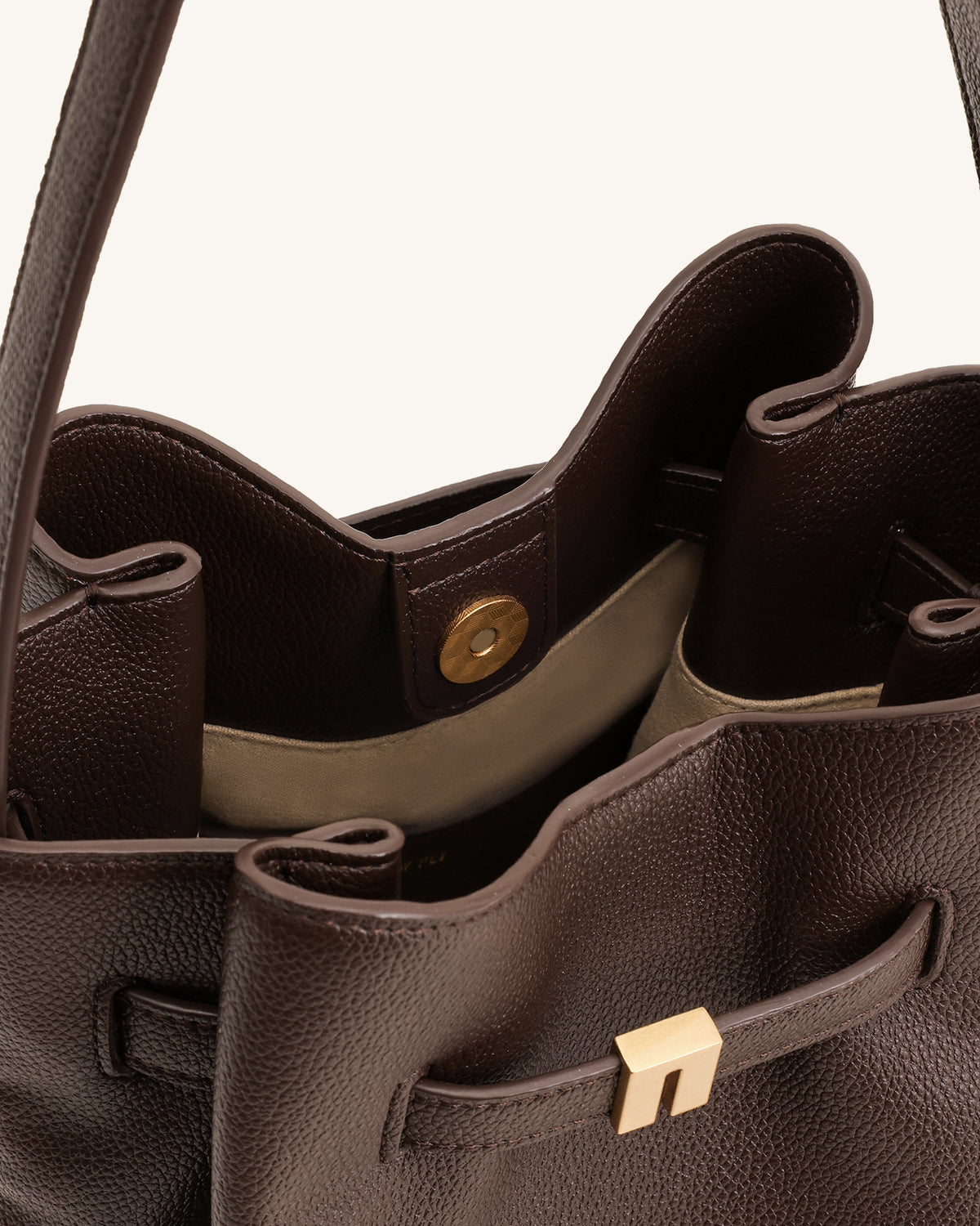 Clara Lock Accent Bucket Shoulder Bag - Mocha Brown | JW PEI