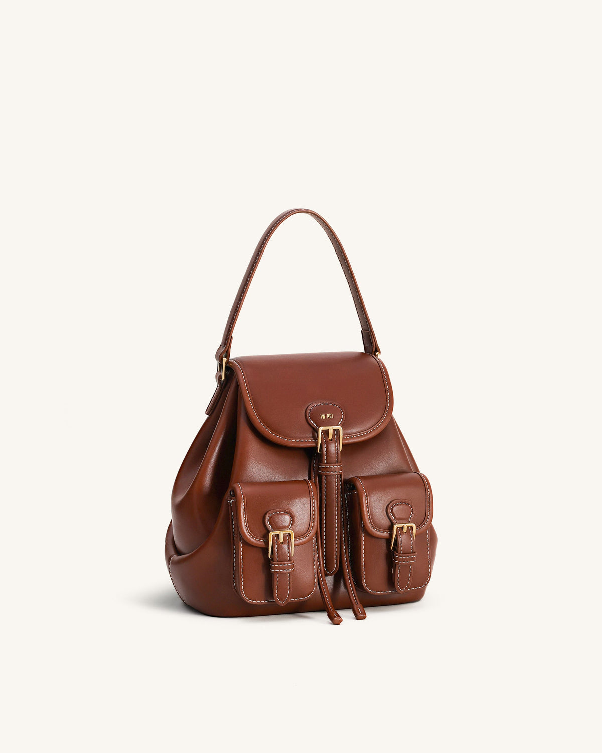 Harper Buckle Pocket Backpack - Dark Brown | JW PEI