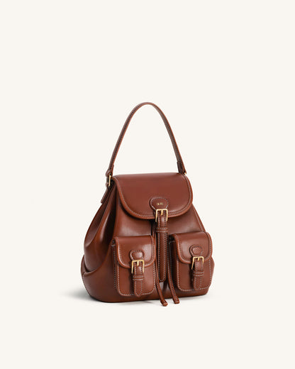 Harper Buckle Pocket Backpack - Dark Brown | JW PEI