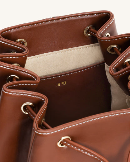 Harper Buckle Pocket Backpack - Dark Brown | JW PEI
