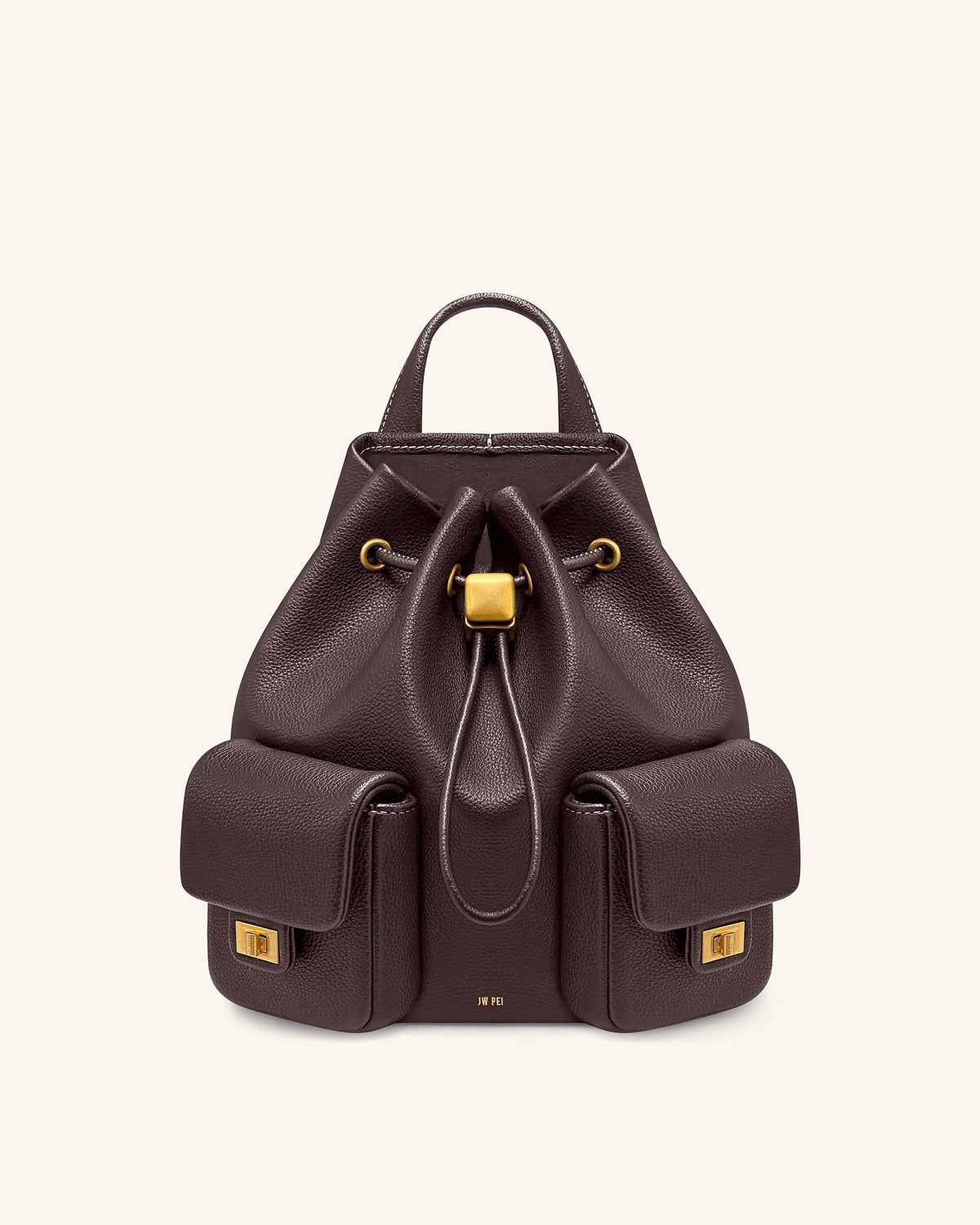 Avery Pebbled Drawstring Utility Backpack – Dark Brown | JW PEI