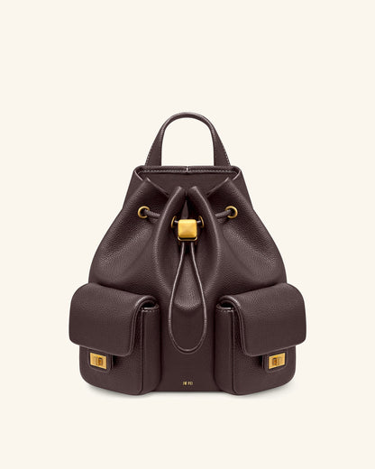 Avery Pebbled Drawstring Utility Backpack – Dark Brown | JW PEI