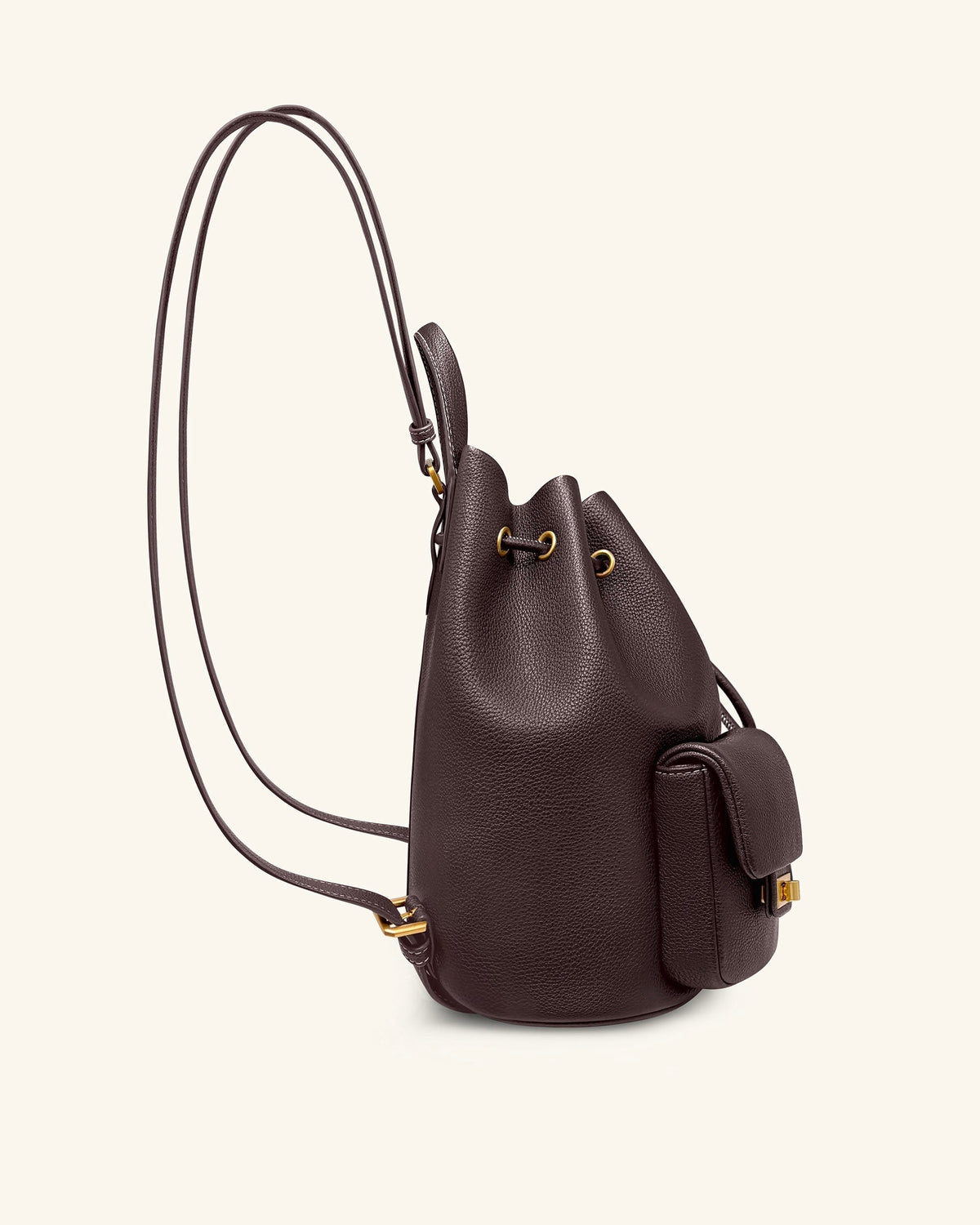 Avery Pebbled Drawstring Utility Backpack – Dark Brown | JW PEI