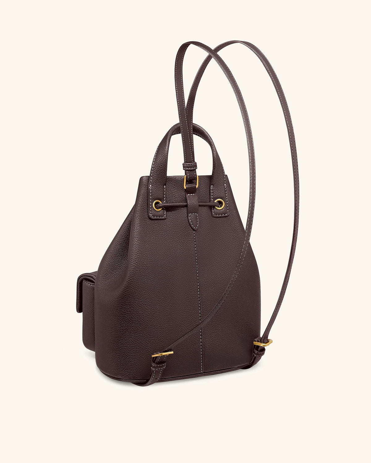 Avery Pebbled Drawstring Utility Backpack – Dark Brown | JW PEI