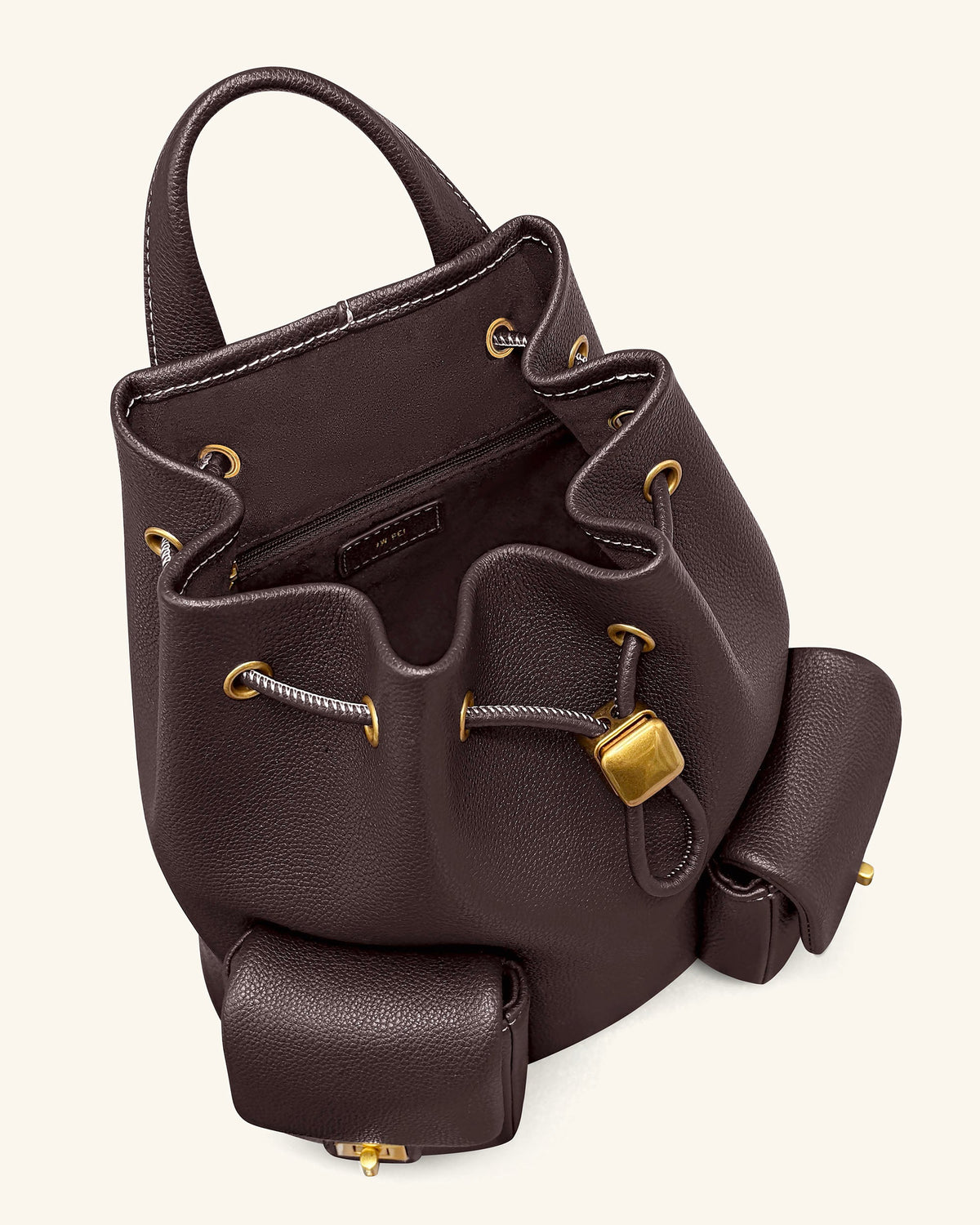 Avery Pebbled Drawstring Utility Backpack – Dark Brown | JW PEI