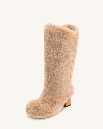 Isabella Slouchy Faux Fur Boots - Beige | JW PEI