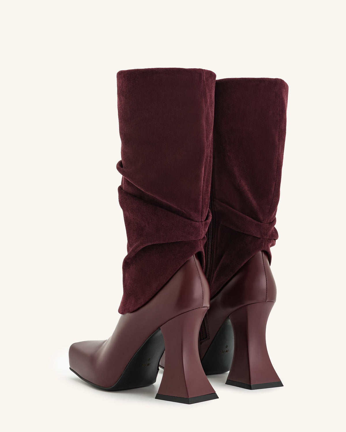 Reyna Square Toe Platform Knit Boots - Claret Red | JW PEI