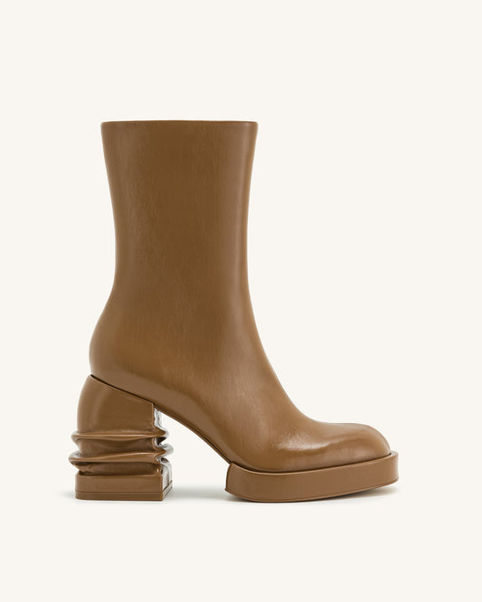 Saylor Round Toe Platform Ankle Boots - Brown | JW PEI