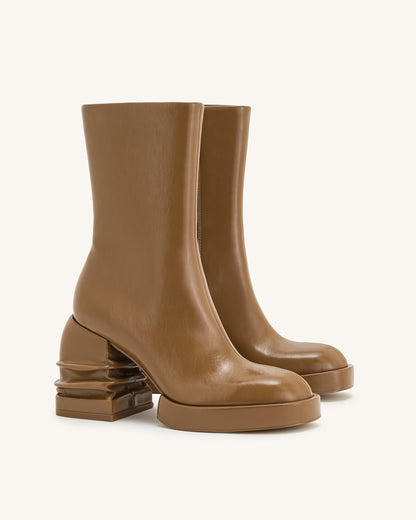Saylor Round Toe Platform Ankle Boots - Brown | JW PEI