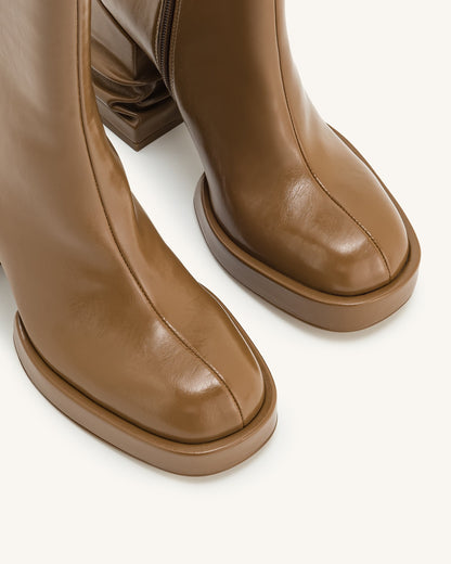 Saylor Round Toe Platform Ankle Boots - Brown | JW PEI