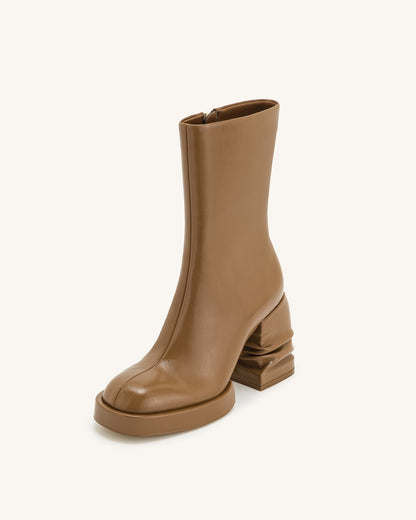 Saylor Round Toe Platform Ankle Boots - Brown | JW PEI