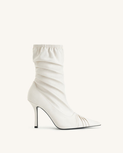 Joanne Paneled Detailing leather Ankle Boots - White | JW PEI