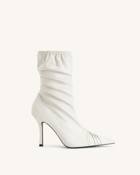 Joanne Paneled Detailing leather Ankle Boots - White | JW PEI