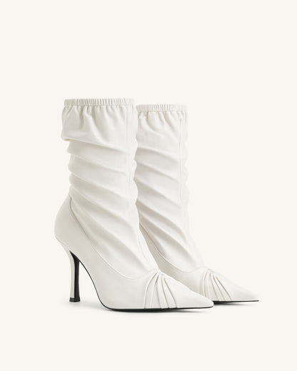 Joanne Paneled Detailing leather Ankle Boots - White | JW PEI